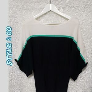 Nice short sleeve color block sweater